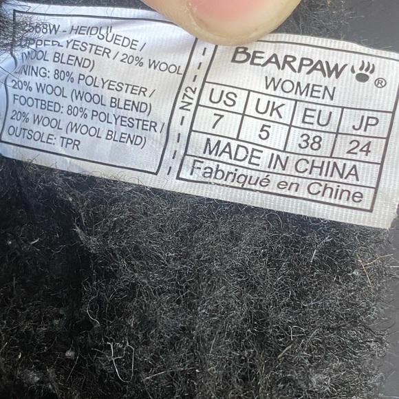 Bearpaw Heidi II Boot Black Suede Faux Fur Mid Rise W7 - Picture 7 of 7